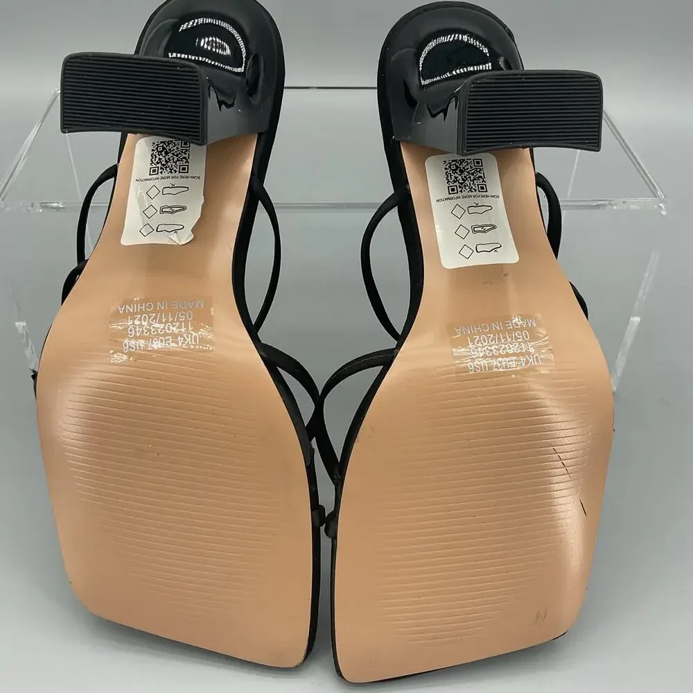 NEW TopShop Women’s Rolo Strippy Heeled Mule Sandals Black Size 6